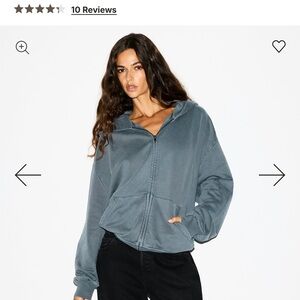 Skims Oversized Boyfriend Zip Up Hoodie- Large- Zircon